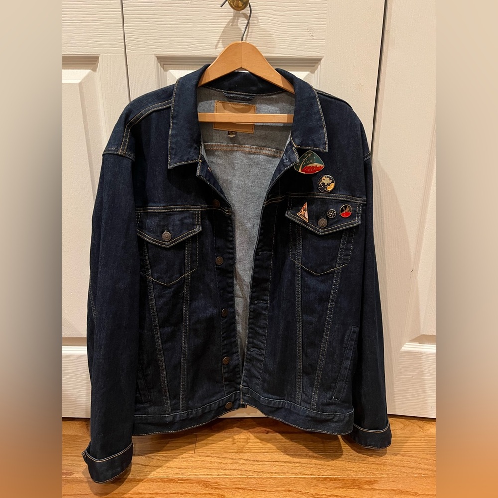 Lucky Brand Black and Gray Denim Jacket